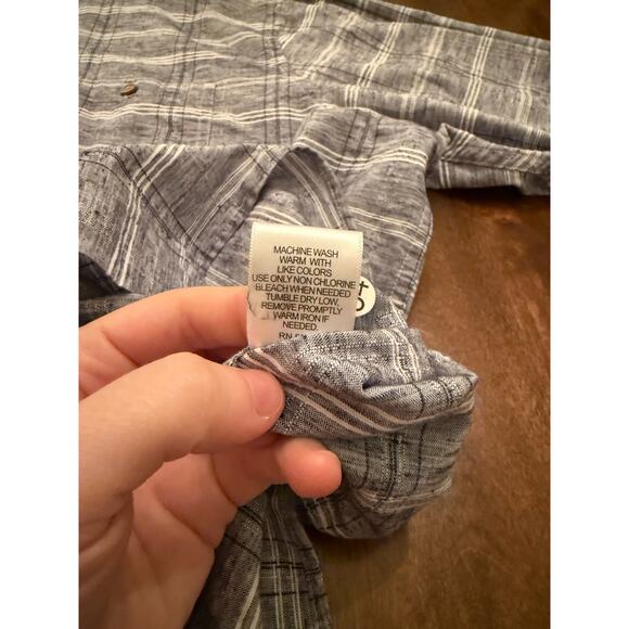 NWT ROWM Men's Blue-Gray Plaid Casual Long Sleeve Button Down Shirt 3XB - Picture 7 of 10